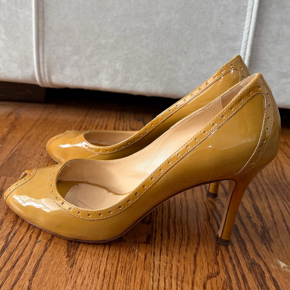 Kate Spade Mustard Peep-Toe Heels